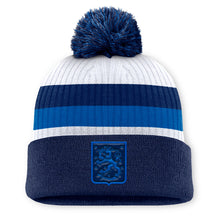 FANATICS 4 NATIONS FACEOFF TEAM FINLAND TEAM 11 ARCYLIC CUFFED POM ADULT NAVY BEANIE