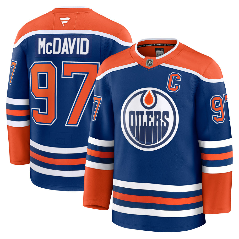 FANATICS EDMONTON OILERS CONNOR MCDAVID PREMIUM ADULT HOME JERSEY