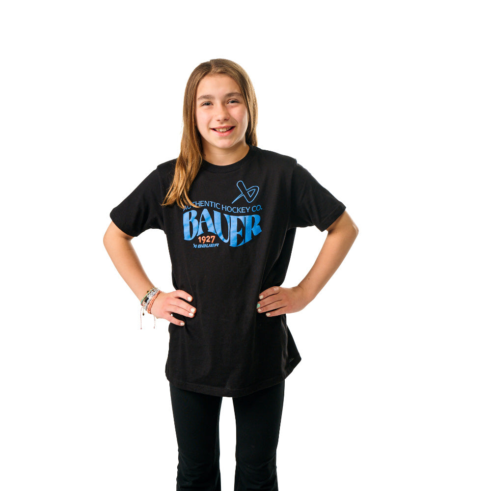 BAUER 1927 GRAPHIC YOUTH BLACK T SHIRT
