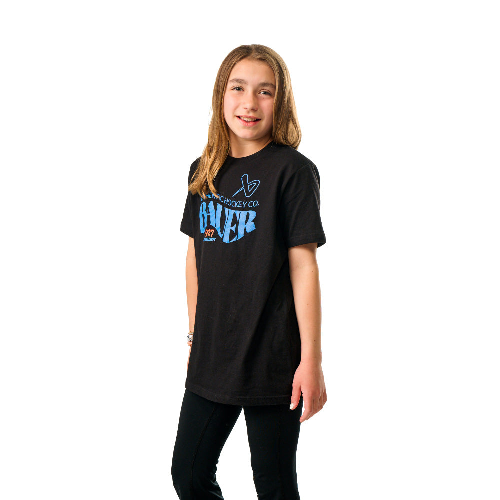 BAUER 1927 GRAPHIC YOUTH BLACK T SHIRT