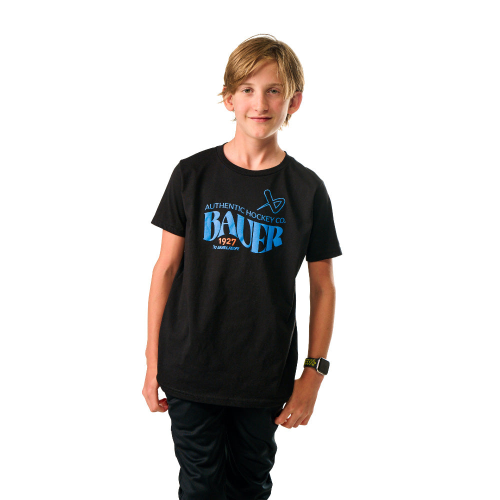 BAUER 1927 GRAPHIC YOUTH BLACK T SHIRT