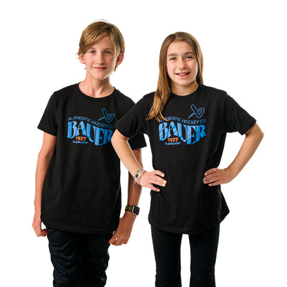BAUER 1927 GRAPHIC YOUTH BLACK T SHIRT