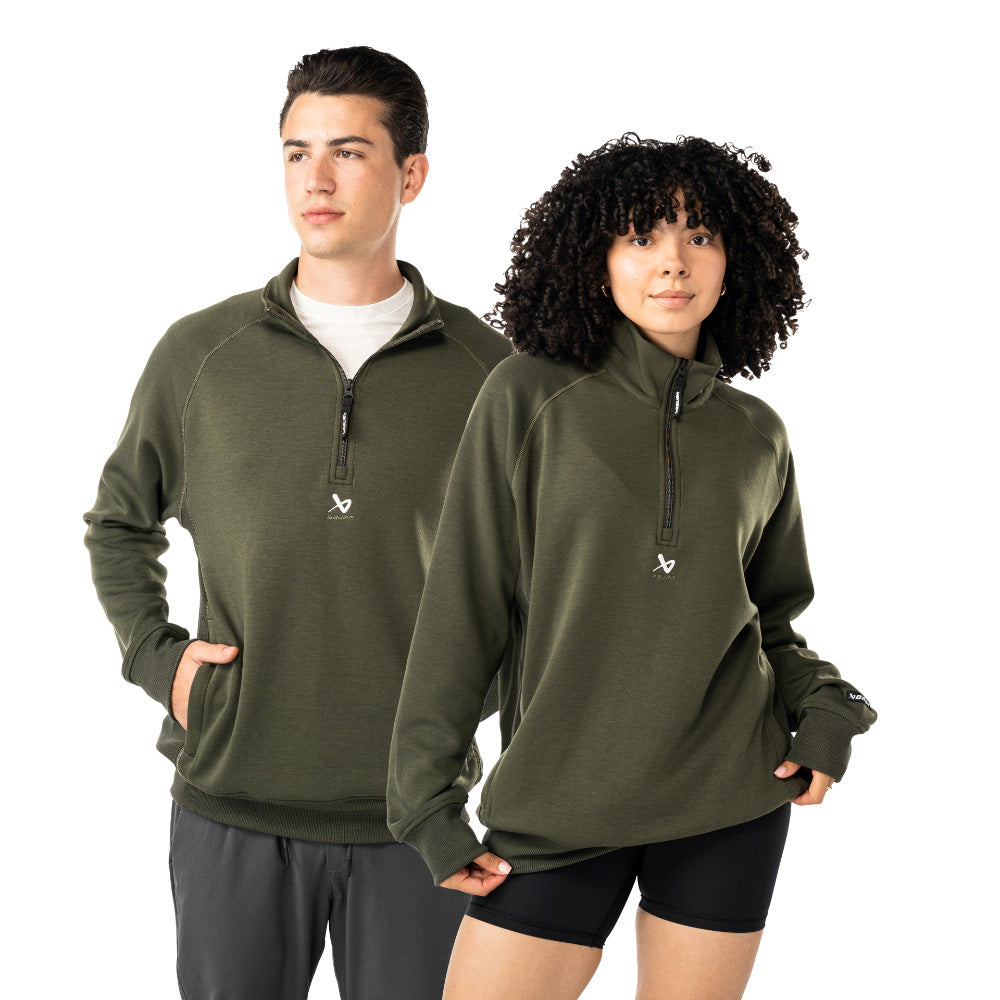 Bauer Showstopper Adult Green 1/4 Zip Sweater