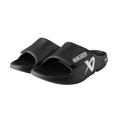 BAUER OOFOS BLACK SPORT FLEX SLIDES