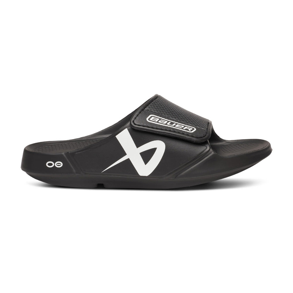 BAUER OOFOS BLACK SPORT FLEX SLIDES