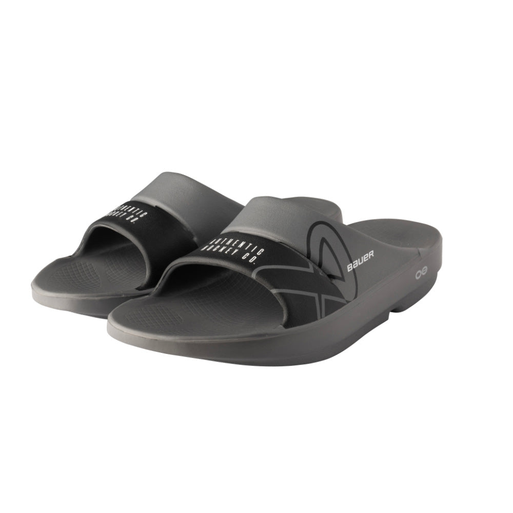 BAUER OOFOS GREY SPORT SLIDES