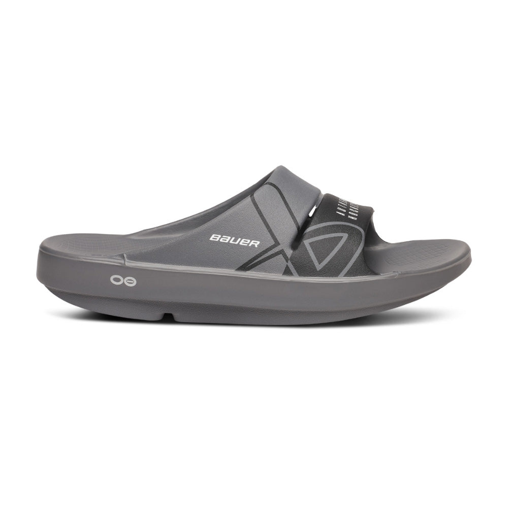 BAUER OOFOS GREY SPORT SLIDES