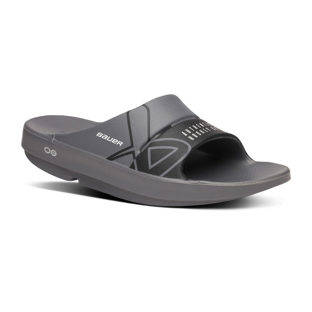 BAUER OOFOS GREY SPORT SLIDES