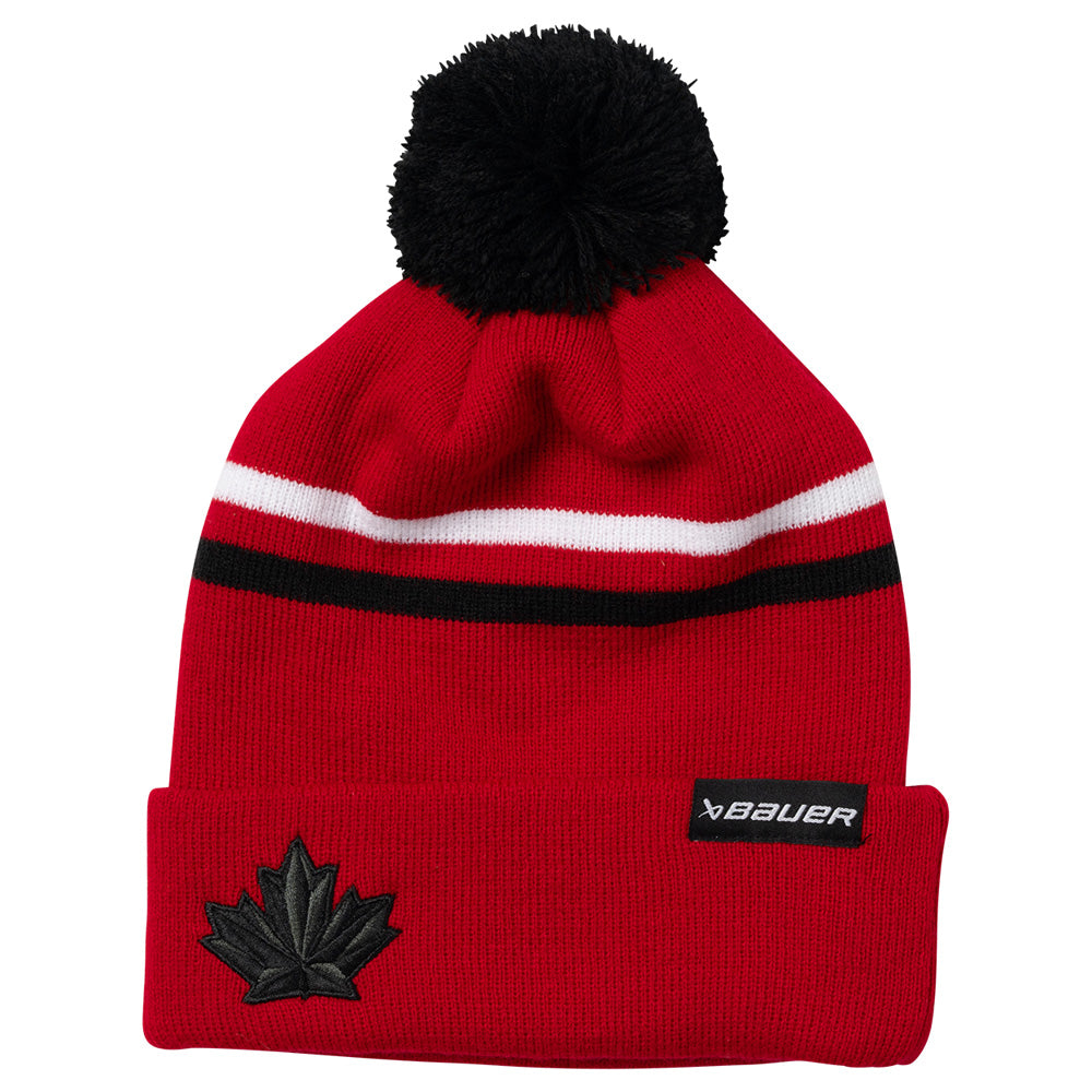 Bauer X Hockey Canada® Striped Adult Pom Red Toque