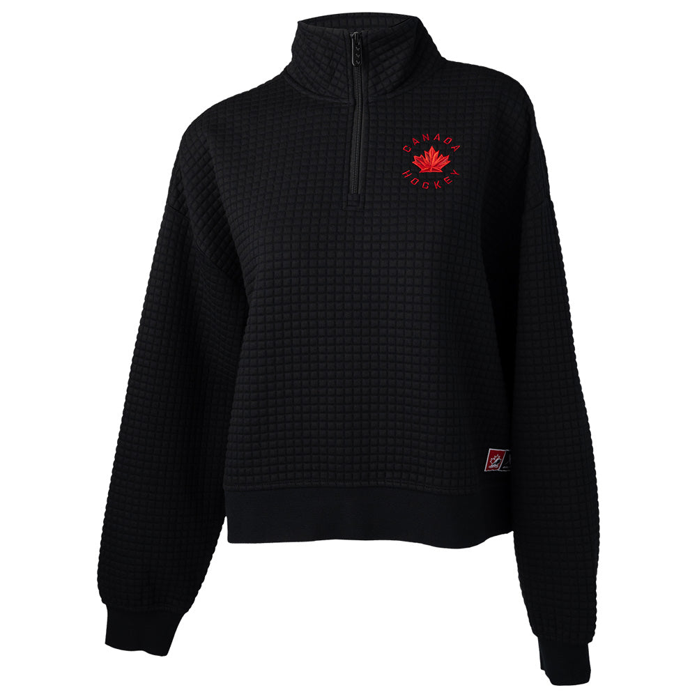 Bauer X Hockey Canada® Quilted Adult Black 1/2 Zip Sweater