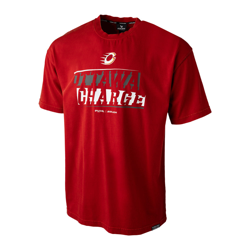 Bauer PWHL Ottawa Charge Boxy Adult Red T Shirt