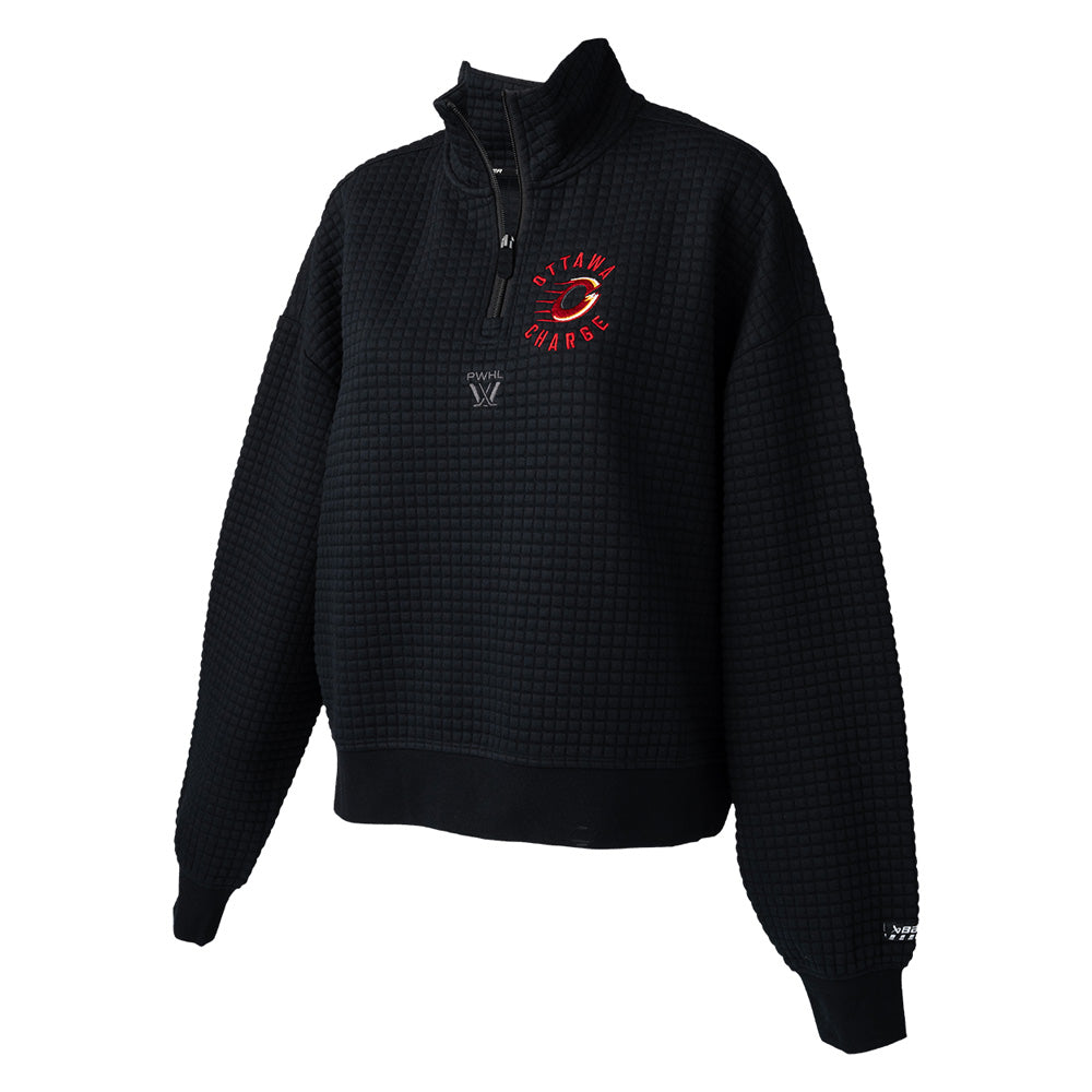Bauer Ottawa Charge Quilted Women's Black Half Zip Sweater