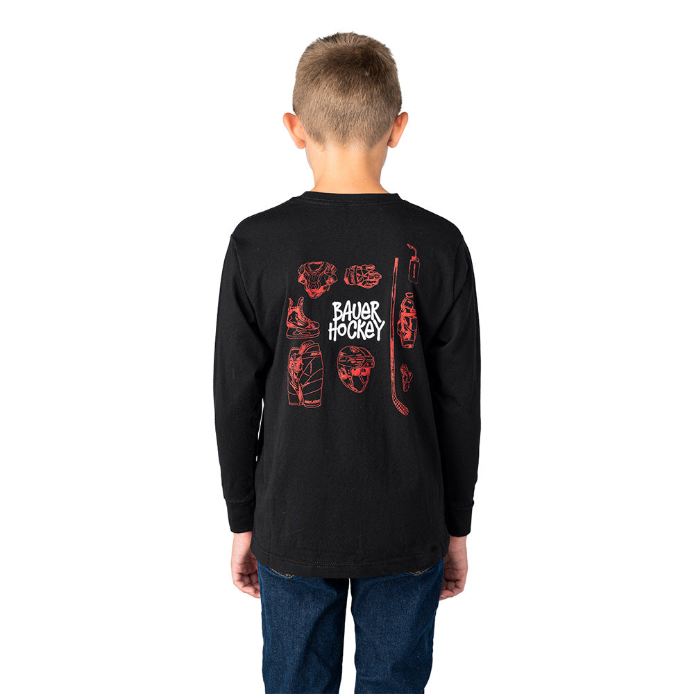 Bauer Gear Graphic Youth Black Long Sleeve Shirt