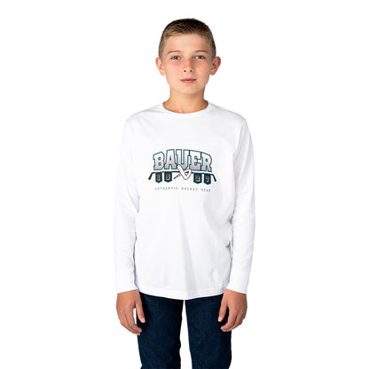 Bauer Banner Graphic Youth White Long Sleeve Shirt