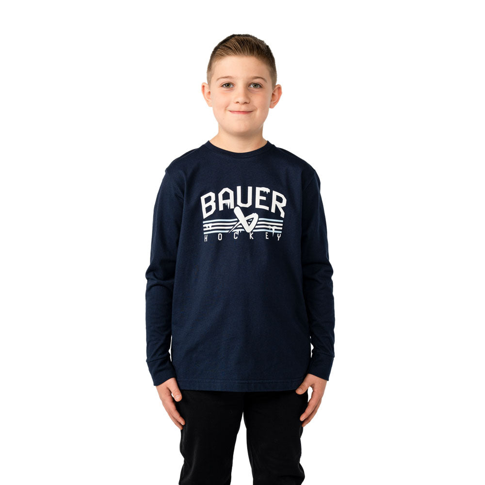Bauer Icicle Graphic Youth Navy Long Sleeve Shirt