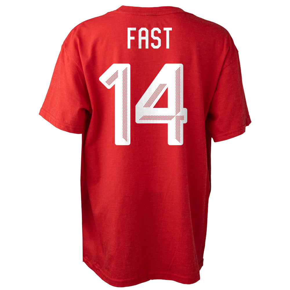 Bauer X Hockey Canada® Renata Fast Name And Number Youth Red T Shirt