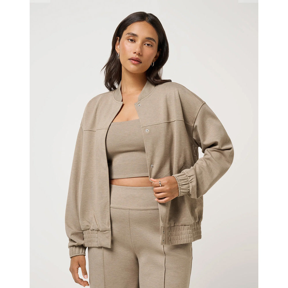 TravisMathew Ponte Women's Beige Bomber Jacket