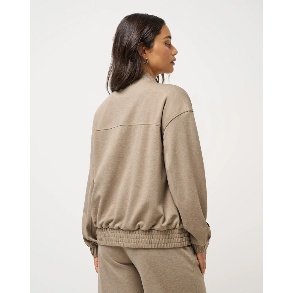 TravisMathew Ponte Women's Beige Bomber Jacket