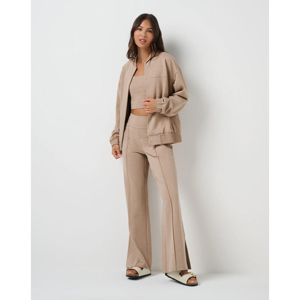 TravisMathew Ponte Women's Beige Bomber Jacket