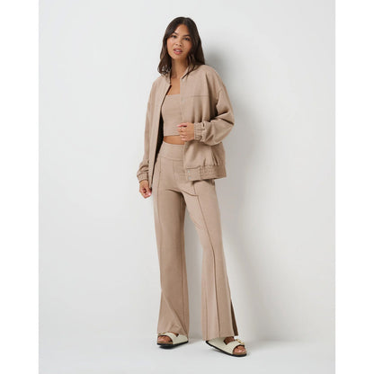 TravisMathew Ponte Women's Beige Bomber Jacket