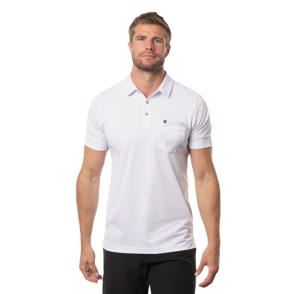 TRAVISMATHEW ITS A RENTAL WHITE POLO SHIRT