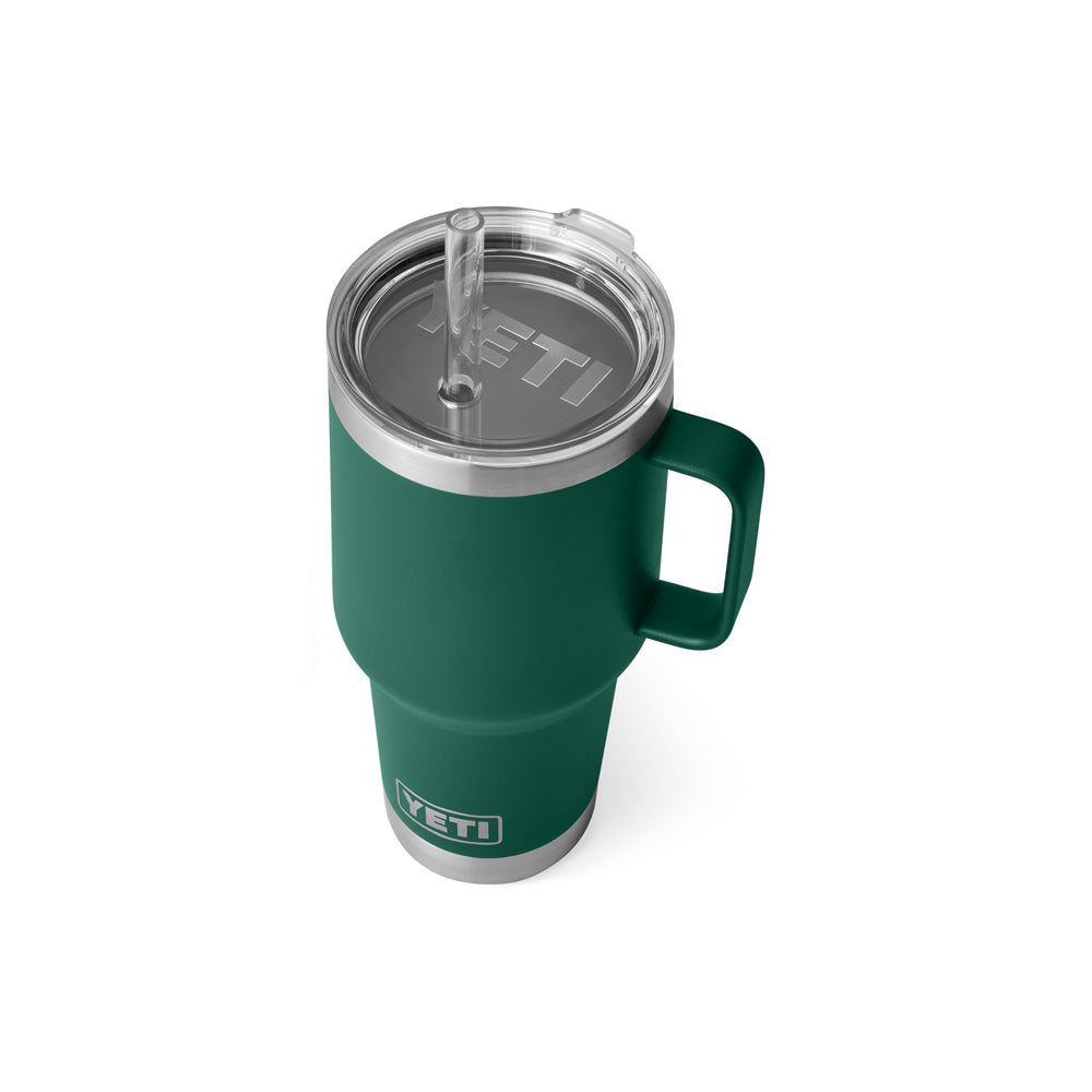 Yeti Rambler 35 Oz Black Forest Green Straw Mug