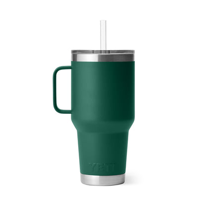 Yeti Rambler 35 Oz Black Forest Green Straw Mug