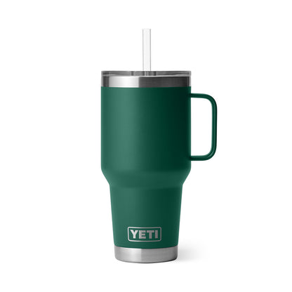 Yeti Rambler 35 Oz Black Forest Green Straw Mug