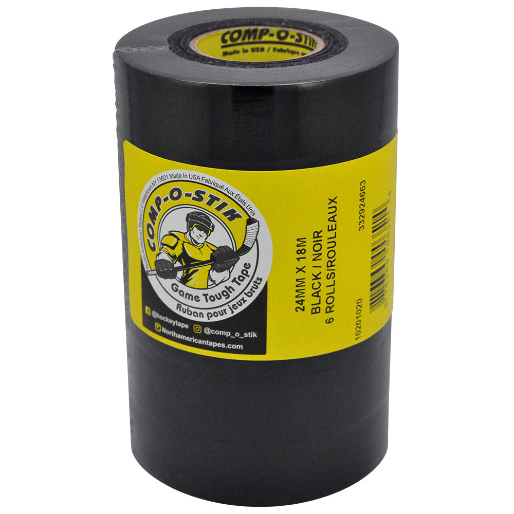Comp-O-Stik 24MM X 18M Black Cloth Tape - 6 Pack