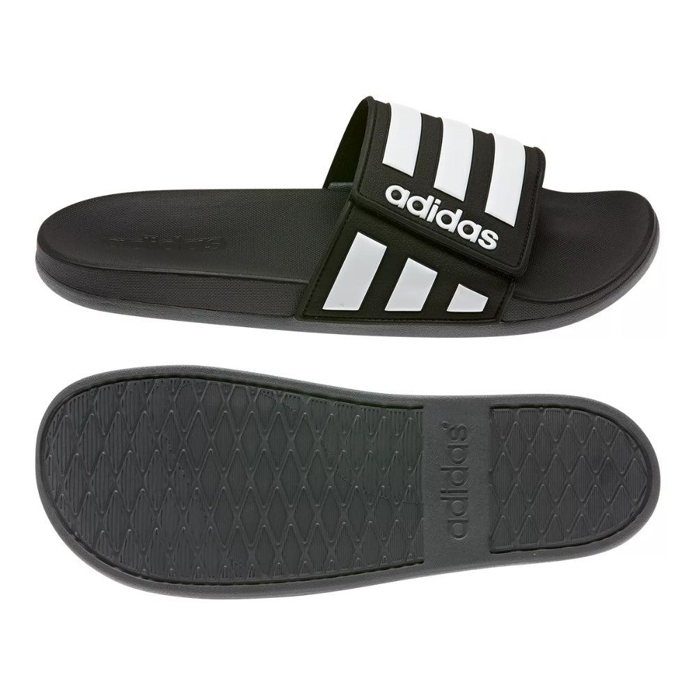 Adidas Men's Adilette Comfort Adjustable Sandals - Black/White/Grey