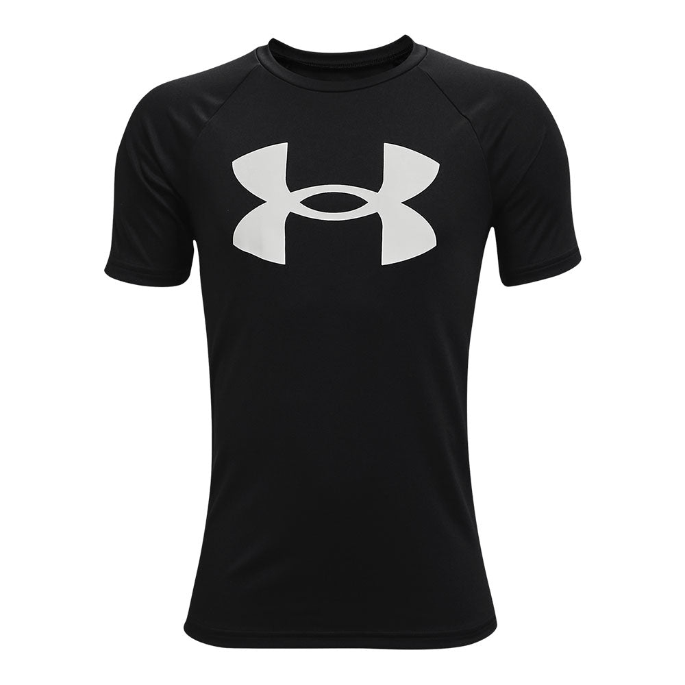 UNDER ARMOUR TECH BIG LOGO KID'S BLACK T SHIRT