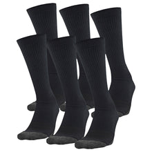 UNDER ARMOUR ADULT 6 PACK PERFORMANCE TECH CREW BLACK SOCKS