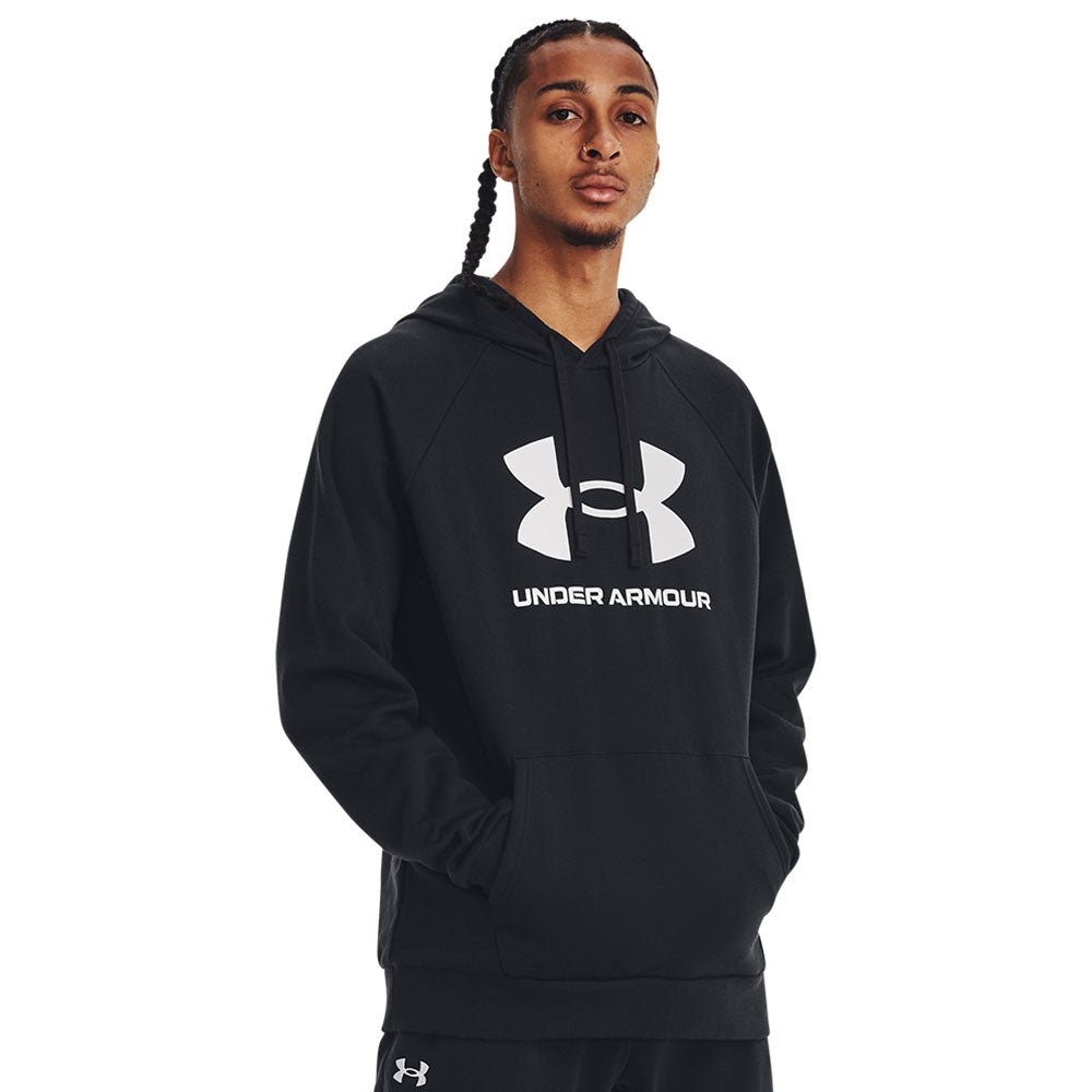 UNDER ARMOUR RIVAL FLEECE BIG LOGO ADULT BLACK PULLOVER HOODIE