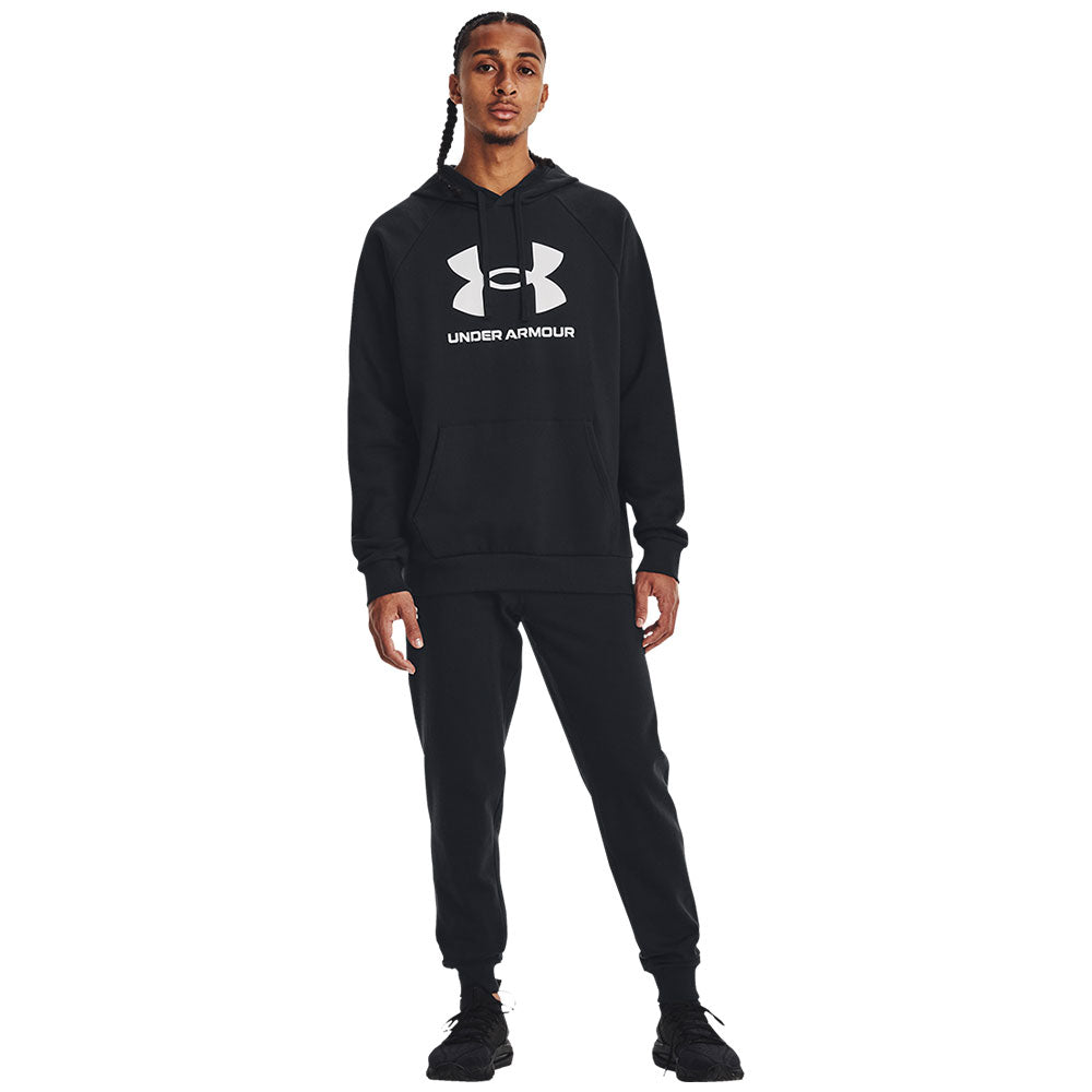 UNDER ARMOUR RIVAL FLEECE BIG LOGO ADULT BLACK PULLOVER HOODIE
