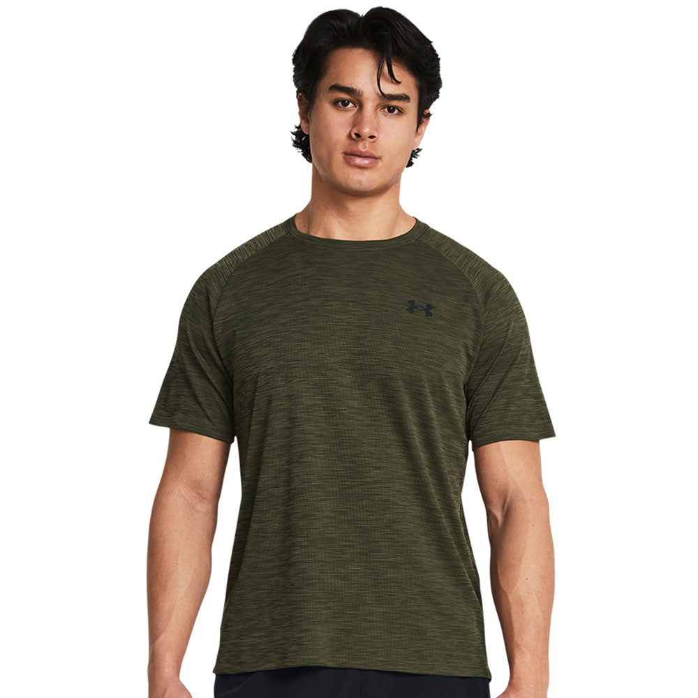 UNDER ARMOUR TECH TEXTURED ADULT DARK GREEN T SHIRT
