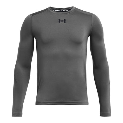 Under Armour Hockey Fitted Grippy Boy's Grey Long Sleeve Shirt