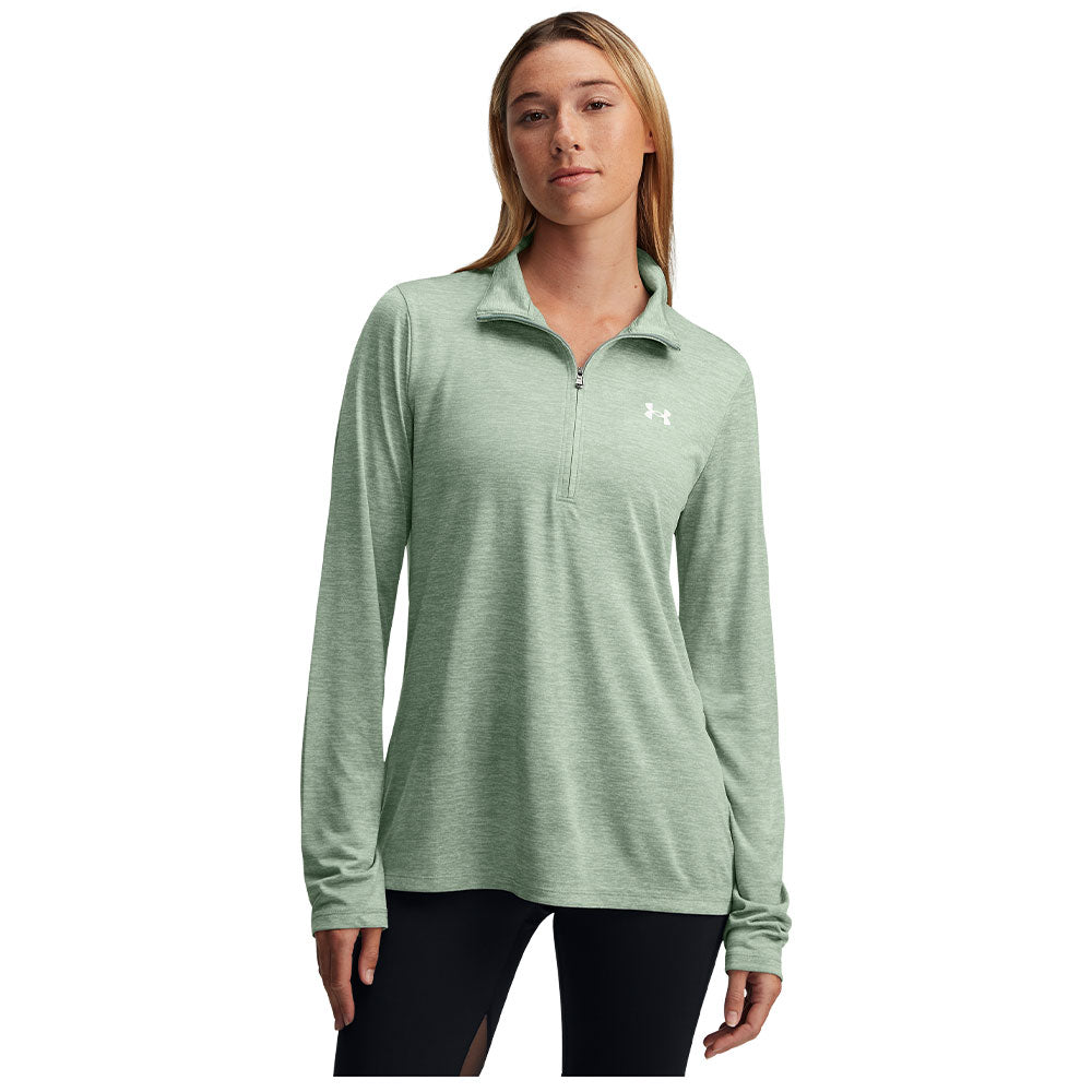 UNDER ARMOUR TECH TWIST WOMEN'S GREEN 1/2 ZIP TOP