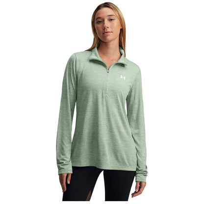 UNDER ARMOUR TECH TWIST WOMEN'S GREEN 1/2 ZIP TOP
