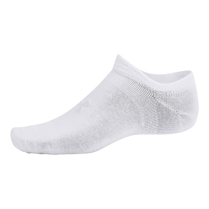 UNDER ARMOUR ESSENTIAL ADULT WHITE NO SHOW SOCKS - 6 PACK
