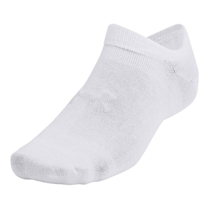 UNDER ARMOUR ESSENTIAL ADULT WHITE NO SHOW SOCKS - 6 PACK