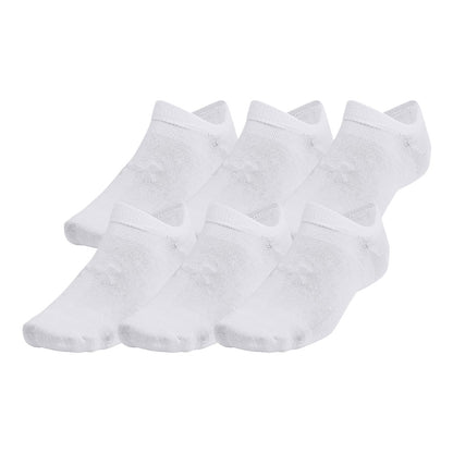 UNDER ARMOUR ESSENTIAL ADULT WHITE NO SHOW SOCKS - 6 PACK