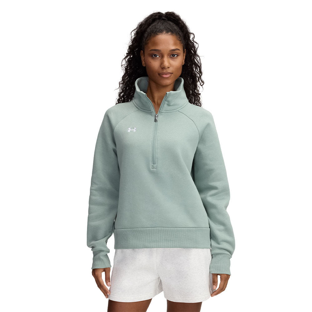 UNDER ARMOUR RIVAL FLEECE WOMEN'S GREEN HALF ZIP SHIRT
