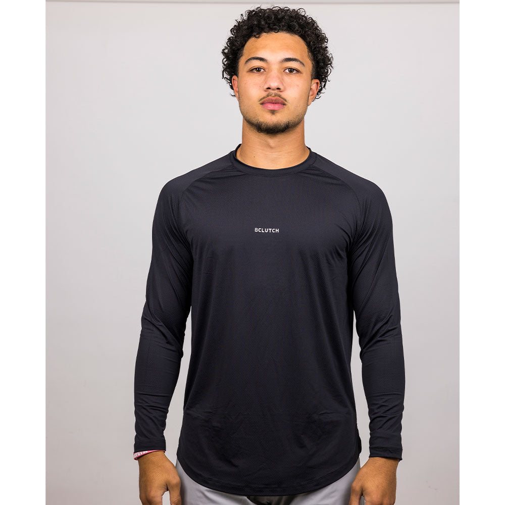 BCLUTCH PERFORMANCE BLACK LONG SLEEVE WORKOUT SHIRT