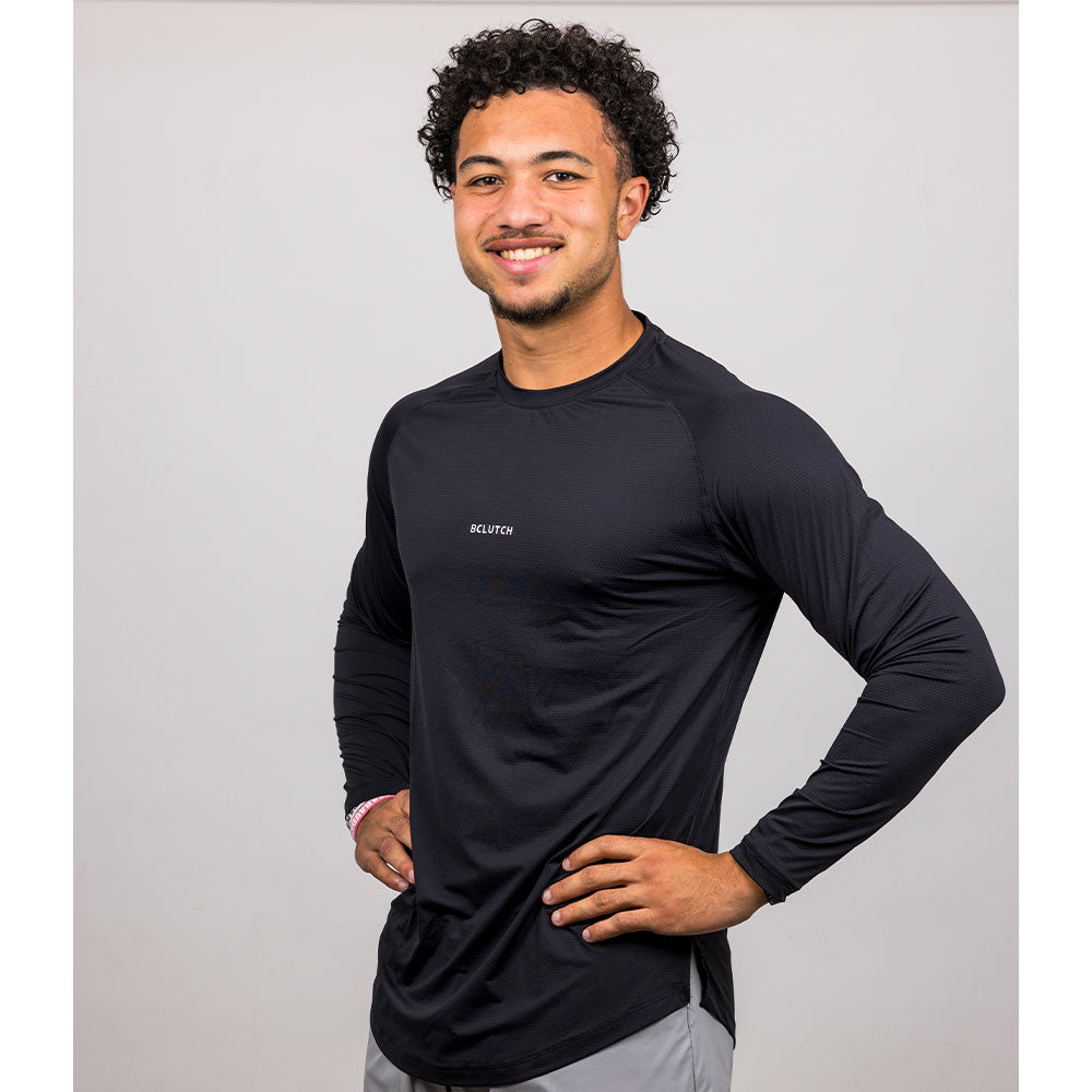 BCLUTCH PERFORMANCE BLACK LONG SLEEVE WORKOUT SHIRT