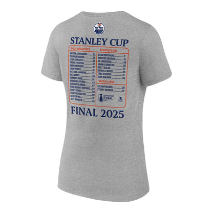 FANATICS EDMONTON OILERS 2025 STANLEY CUP FINAL ROSTER WOMEN'S GREY T SHIRT