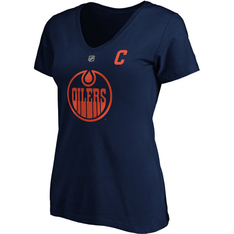 FANATICS WOMEN'S EDMONTON OILERS CONNOR MCDAVID NAME AND NUMBER NAVY T SHIRT