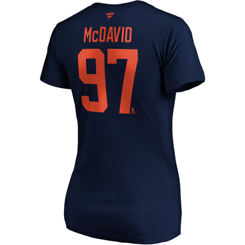 FANATICS WOMEN'S EDMONTON OILERS CONNOR MCDAVID NAME AND NUMBER NAVY T SHIRT