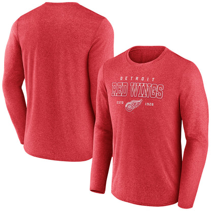 Detroit Red Wings Long Sleeve Crew Neck Tee Athletic Red