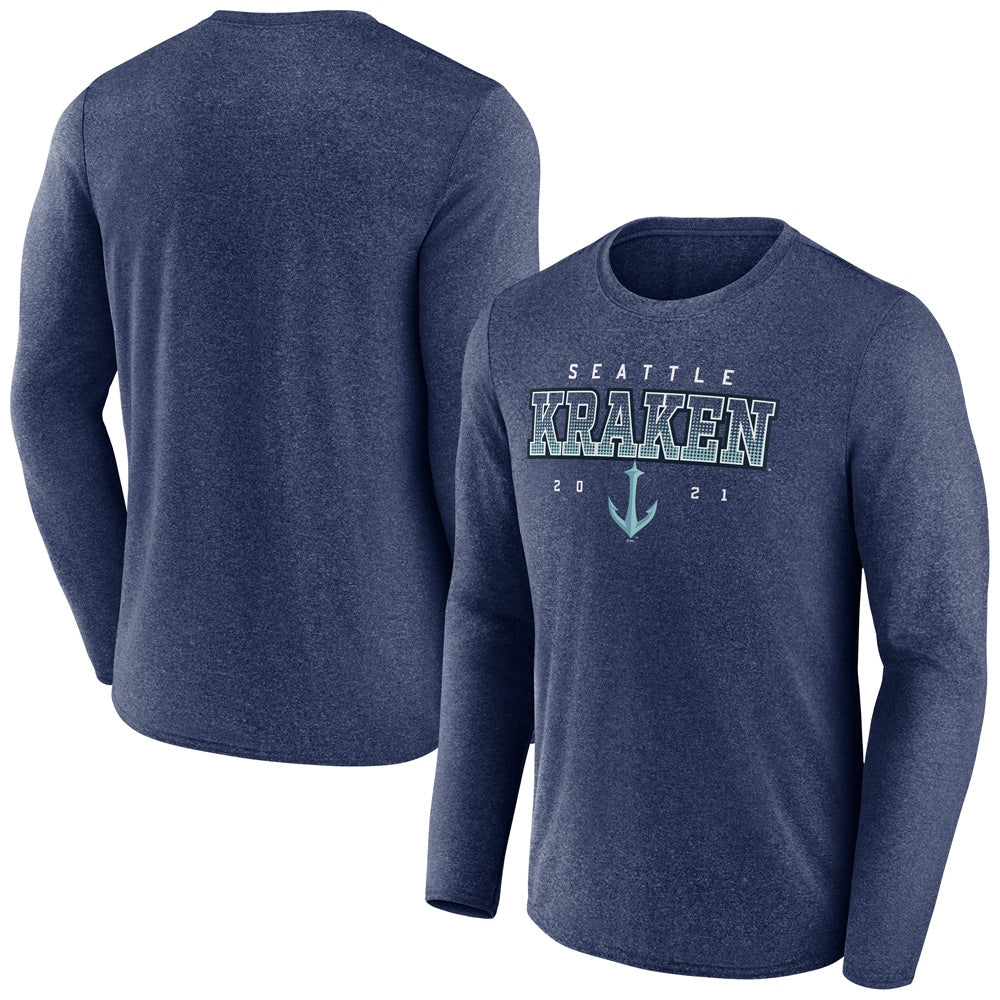 Seattle Kraken Long Sleeve Crew Neck Tee Navy