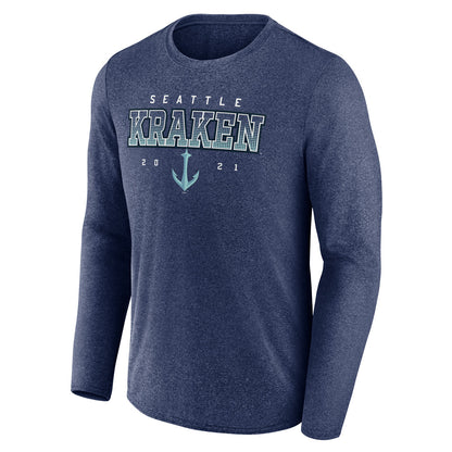 Seattle Kraken Long Sleeve Crew Neck Tee Navy